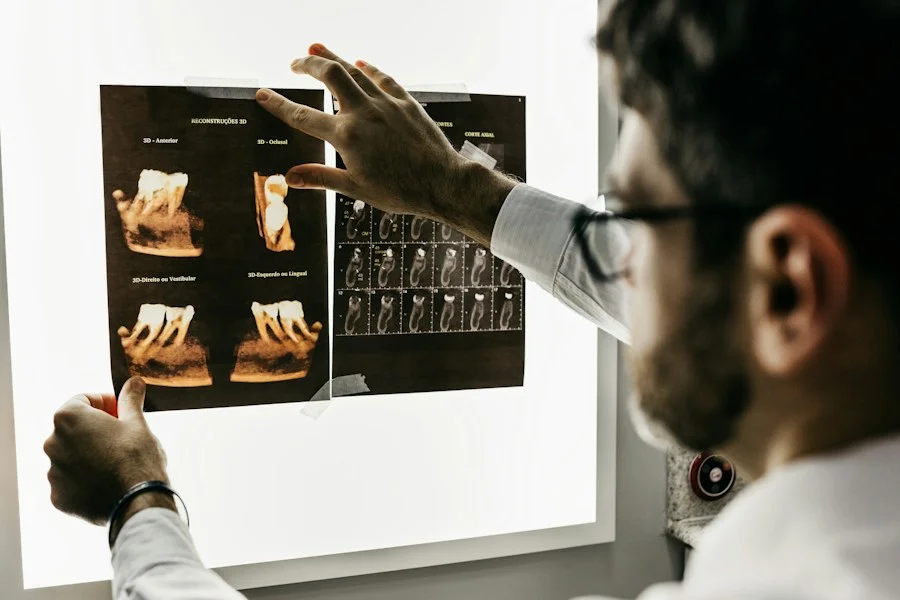 Dental specialist reviewing diagnostic imaging